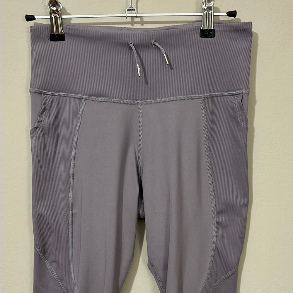 Nike Dri Fit Retro Logo Athletic Leggings Purple 7/8 Length - Picture 4 of 11